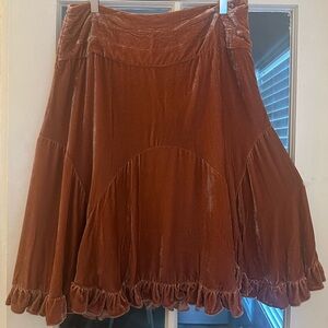 Anthropologie Dusty Rose Velvet Skirt